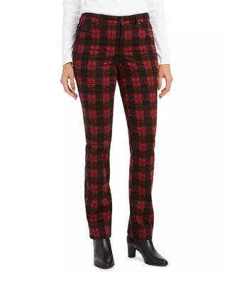 Calça jeans feminina xadrez Lexington Charter Club, preta, tamanho 8, pequena