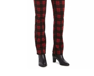 Calça jeans feminina xadrez Lexington Charter Club, preta, tamanho 8, pequena