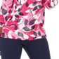 JM Collection Top feminino metálico estampado rosa tamanho médio