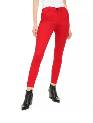 Calça jeans skinny feminina Kendall + Kylie, cintura alta, vermelha, tamanho 26