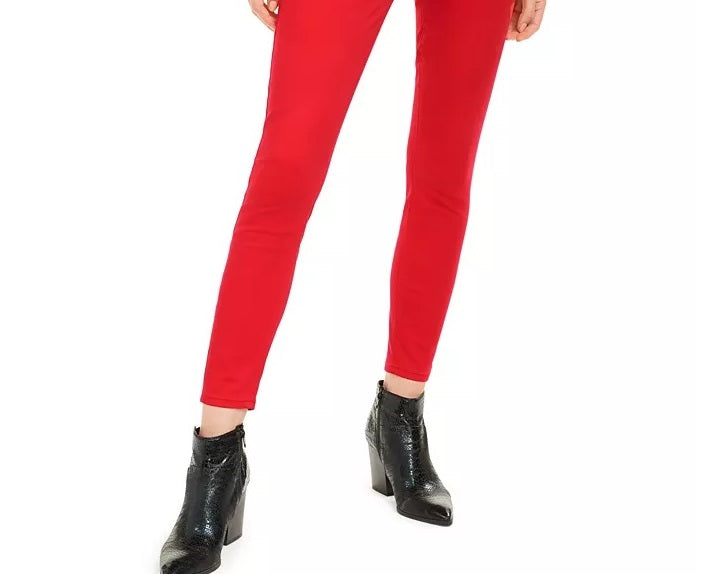 Calça jeans skinny feminina Kendall + Kylie, cintura alta, vermelha, tamanho 26