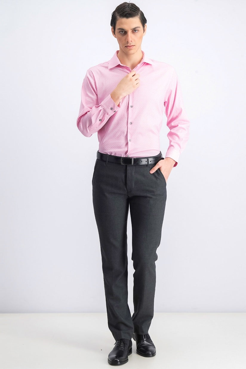 Camisa Alfani Athletic Fit Alfatech Dobby Masculina Rosa Tamanho G