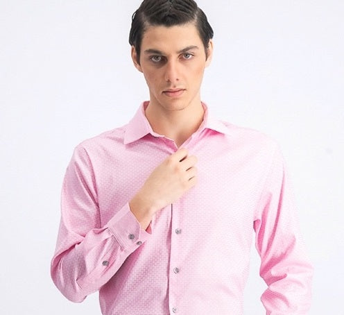 Camisa Alfani Athletic Fit Alfatech Dobby Masculina Rosa Tamanho G