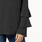 Blusa feminina estilo &amp; co com mangas em camadas, preta, tamanho pequeno