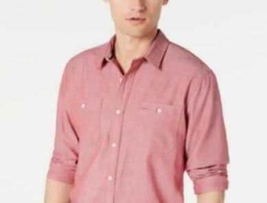 Camisa masculina American Rag Micro Herringbone rosa tamanho grande