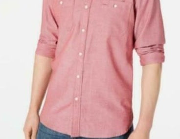 Camisa masculina American Rag Micro Herringbone rosa tamanho grande