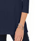 Karen Scott Blusa Feminina de Algodão com Tachas e Gola Dividida Azul Tamanho XS