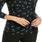 Blusa envelope estampada feminina Anne Klein, preta, tamanho M