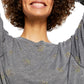 Camisetas femininas Free People Camo Arielle Manga Longa Cinza Tamanho X-S