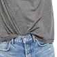 Camisetas femininas Free People Camo Arielle Manga Longa Cinza Tamanho X-S