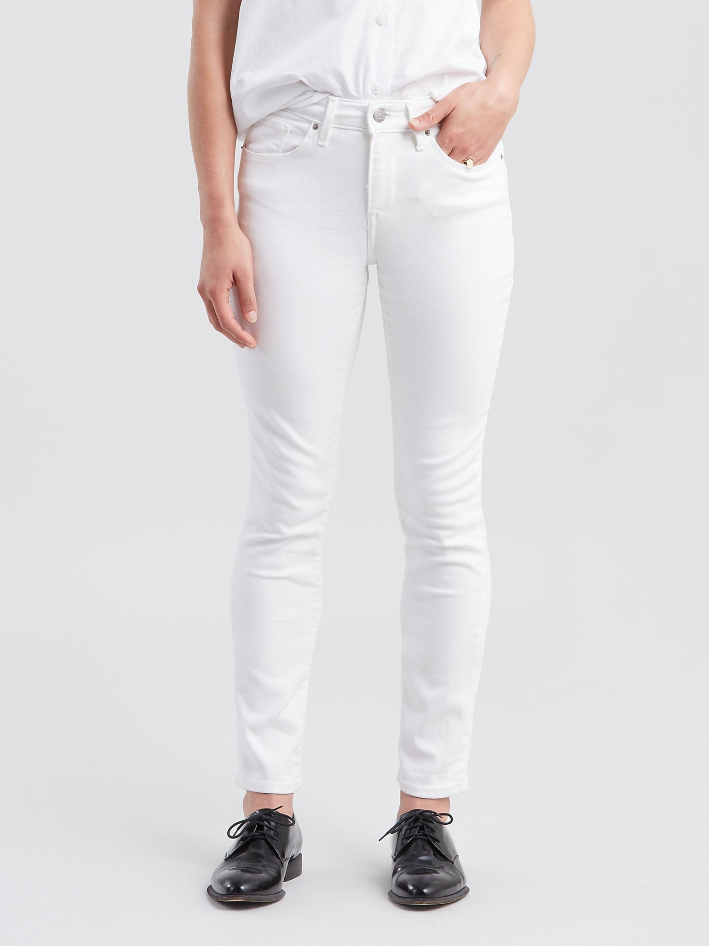 Calça jeans skinny Levi's Classic Modern de cintura média feminina, branca, tamanho 18