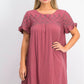 Vestido estilo camiseta feminino com ilhós e mangas bufantes, rosa, tamanho médio
