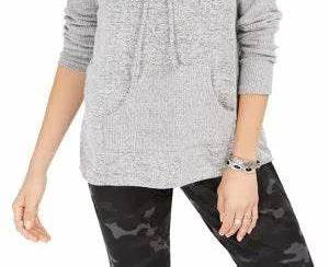 Suéter feminino com cordão e gola alta, estilo &amp; co, cinza, tamanho extrapequeno