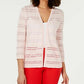 Cardigan feminino listrado Pointelle Charter Club rosa tamanho X-G