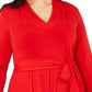 Vestido feminino com cinto Charter Club vermelho, tamanho quadrado 18