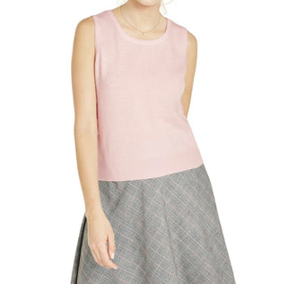 Suéter feminino sem mangas com gola redonda Charter Club, rosa, tamanho grande