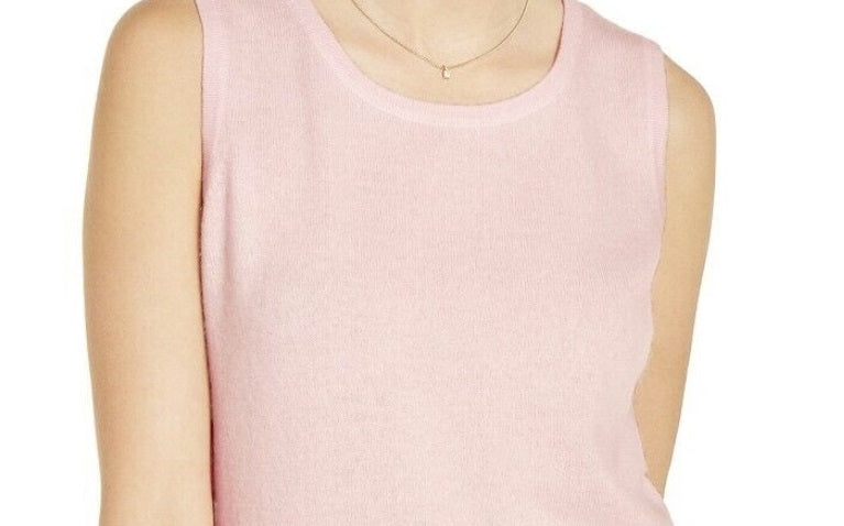 Suéter feminino sem mangas com gola redonda Charter Club, rosa, tamanho grande