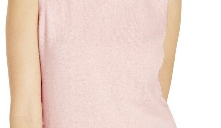 Suéter feminino sem mangas com gola redonda Charter Club, rosa, tamanho grande