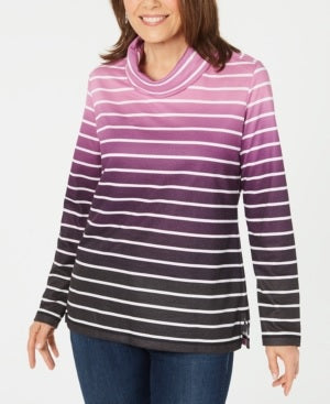 Blusa feminina listrada Karen Scott Ombre rosa tamanho pequeno GG