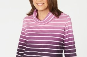 Blusa feminina listrada Karen Scott Ombre rosa tamanho pequeno GG