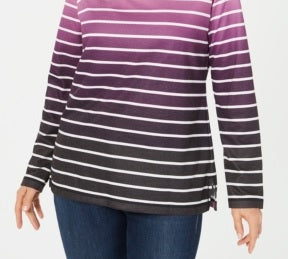 Blusa feminina listrada Karen Scott Ombre rosa tamanho pequeno GG