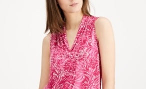 Charter Club Top feminino sem mangas estampado com decote plissado rosa tamanho pequeno