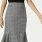 Saia peplum xadrez feminina NY Collection, preta, tamanho pequeno médio