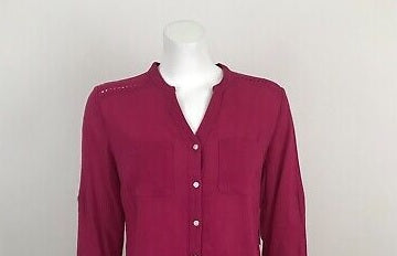 Camisa feminina Charter Club com aba e botões, rosa, tamanho extragrande