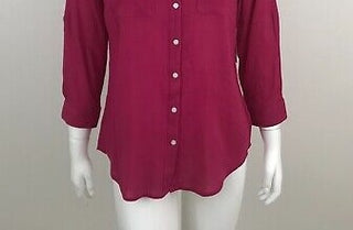 Camisa feminina Charter Club com aba e botões, rosa, tamanho extragrande