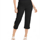 Calça Capri Feminina JM Collection com Punho Enfeitado, Preta, Tamanho Grande