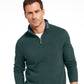 Pulôver masculino Club Room com acabamento contrastante e zíper 1/4, verde, tamanho pequeno