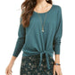 Suéter feminino com amarração frontal estilo &amp; co, verde, tamanho extragrande