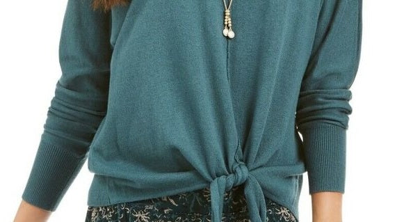 Suéter feminino com amarração frontal estilo &amp; co, verde, tamanho extragrande