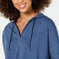 Blusa com capuz feminina Style &amp; Co, manga 3/4, azul, tamanho médio
