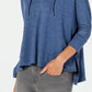 Blusa com capuz feminina Style &amp; Co, manga 3/4, azul, tamanho médio