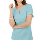 Karen Scott Blusa Feminina com Decote Redondo e Manga Curta Azul Tamanho P