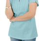 Karen Scott Blusa Feminina com Decote Redondo e Manga Curta Azul Tamanho P
