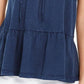 Blusa camponesa sem mangas de algodão estilo &amp; co feminina, azul, tamanho médio