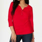 Karen Scott Blusa Feminina de Algodão com Gola Henley Vermelha Tamanho PL