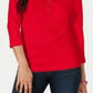 Karen Scott Blusa Feminina de Algodão com Gola Henley Vermelha Tamanho PL