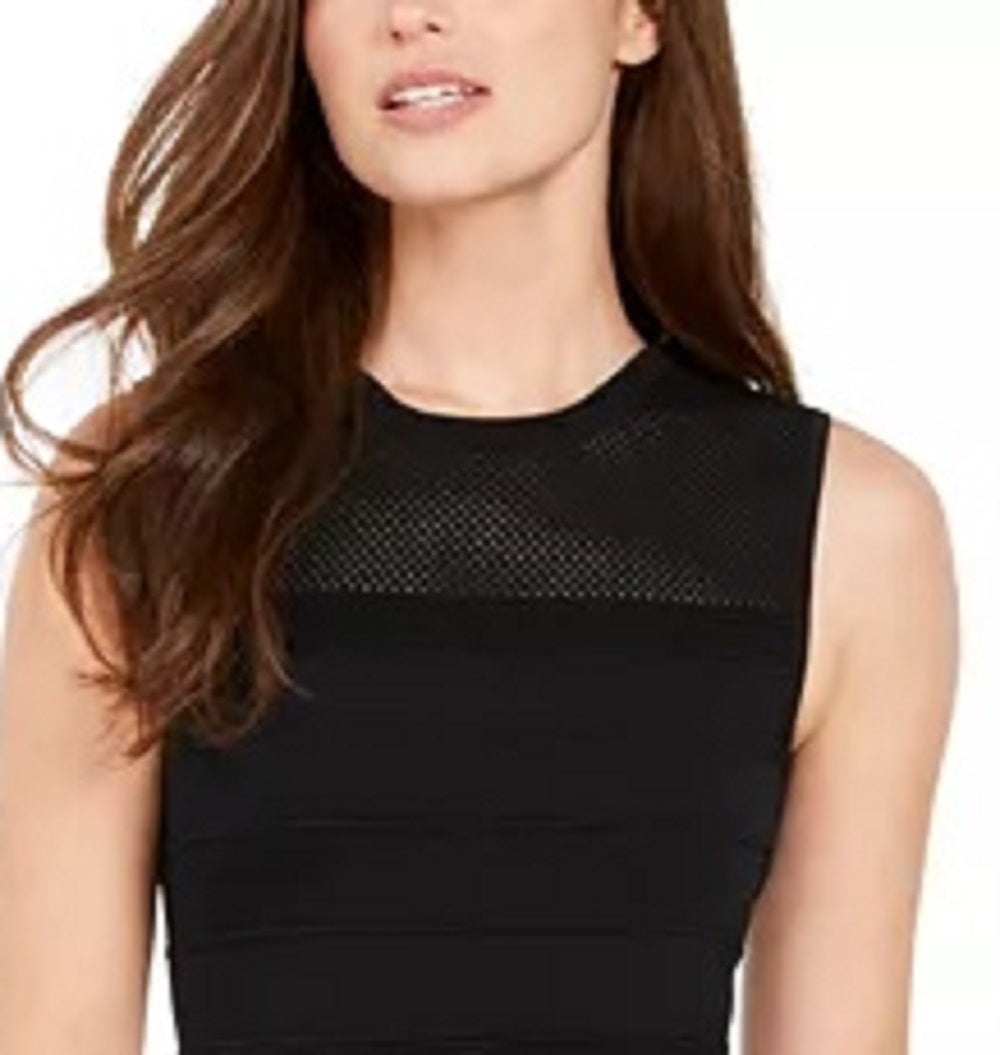 Vestido suéter feminino Vince Camuto sem mangas em malha com ajuste e flare, preto, tamanho X-S