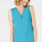 JM Collection Blusa feminina sem mangas com zíper, azul, tamanho X-S