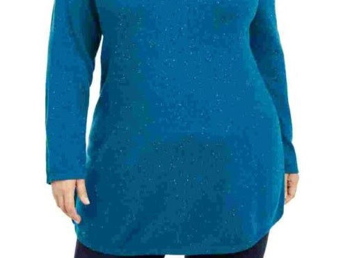 Túnica feminina Karen Scott com bainha curva e lisa, verde, tamanho médio