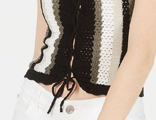 Top curto de malha aberta sem mangas Hooked Up By Iot Junior, preto, tamanho P