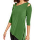 Blusa feminina Alfani com recorte frontal e ombros descobertos, verde, tamanho médio