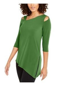 Blusa feminina Alfani com recorte frontal e ombros descobertos, verde, tamanho médio