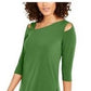 Blusa feminina Alfani com recorte frontal e ombros descobertos, verde, tamanho médio