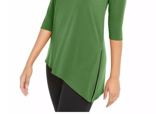 Blusa feminina Alfani com recorte frontal e ombros descobertos, verde, tamanho médio