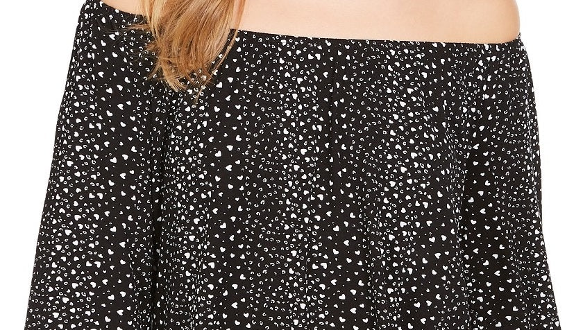 Top feminino estampado ombro a ombro estilo &amp; co, preto, tamanho pequeno
