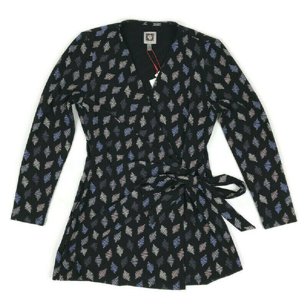 Blusa feminina Anne Klein estampada com manga 3/4 para usar no trabalho, cinza, tamanho XX-S